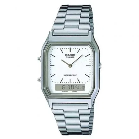 Reloj Analógico y Digital Casio Vintage Edgy AQ-230A-7DMQYES/ 39mm/ Plata Reloj Analógico y Digital Casio Vintage Edgy AQ-230A-7DMQYES/ 39mm/ Plata